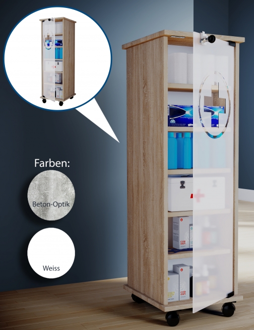 VCM Gruppe | Medizinschrank mit Rollen Nilasu abschließbar