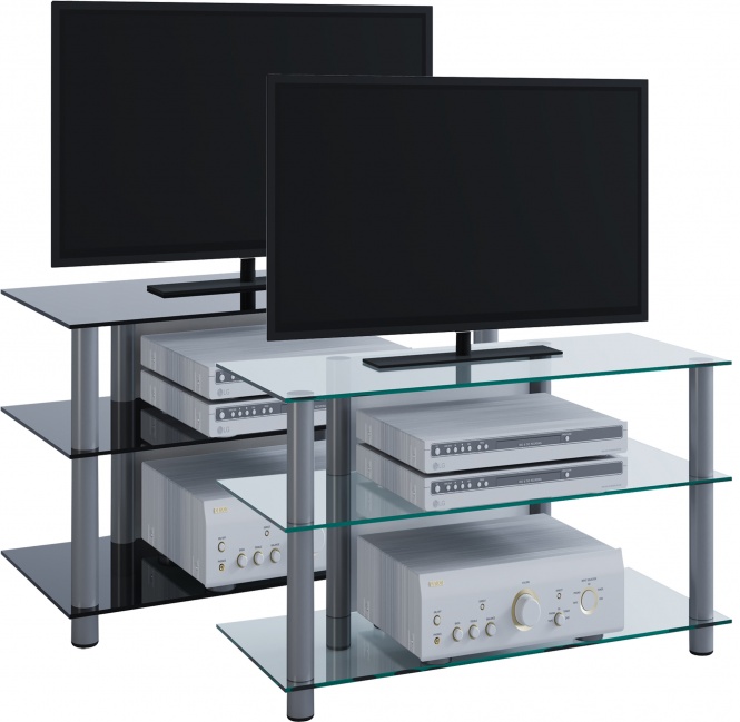 VCM Gruppe | TV-Möbel "Sindas" | Fernseh Rack, Tisch Alu Glas