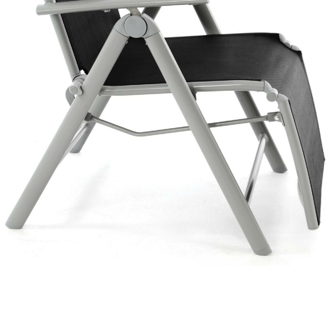 VCM Gruppe | Alu Klappstuhl mit Fußstütze Schwarz